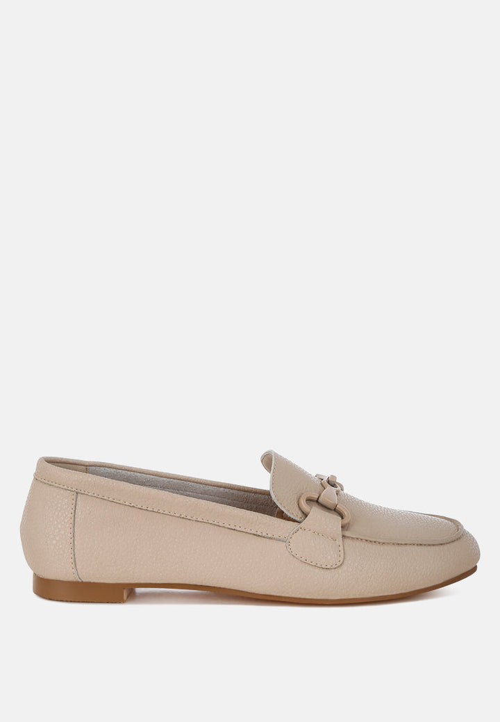 Mocasines taranis monocromáticos horsebit de piel auténtica#color_beige