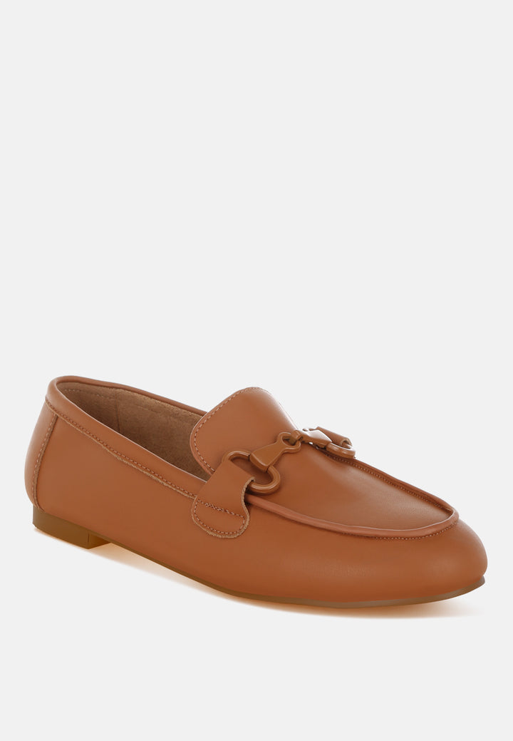 Mocasines taranis monocromáticos horsebit de piel auténtica#color_tan