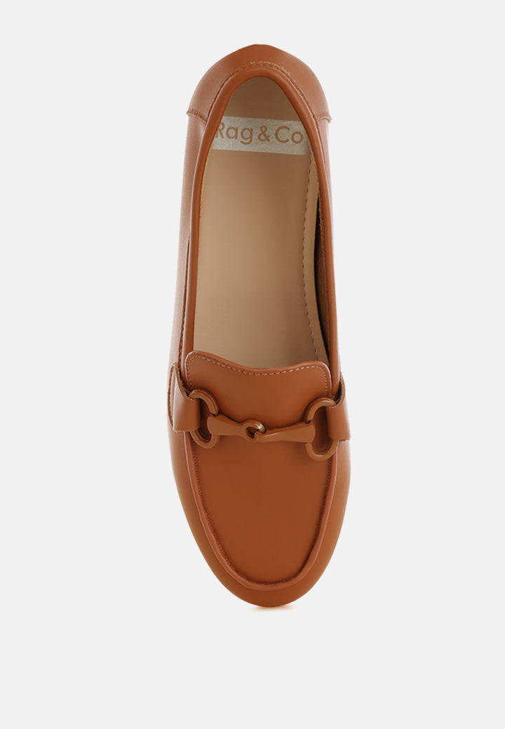 Mocasines taranis monocromáticos horsebit de piel auténtica#color_tan