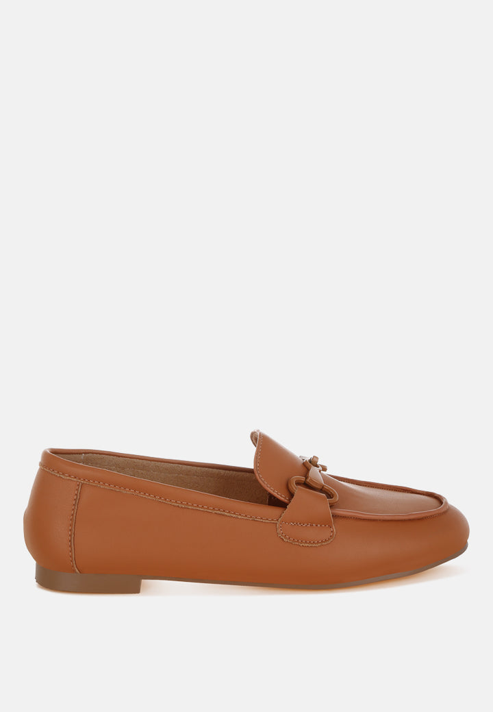 Mocasines taranis monocromáticos horsebit de piel auténtica#color_tan