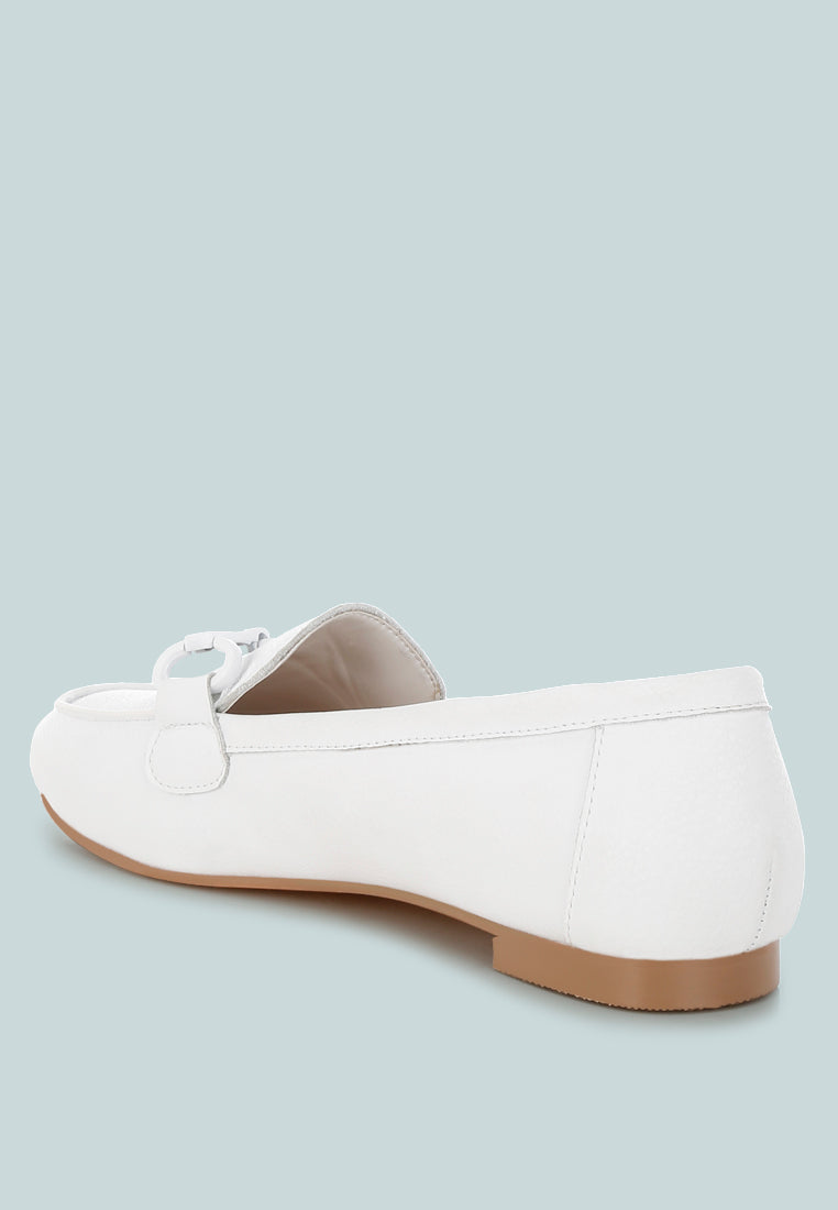 Mocasines taranis horsebit monocromáticos de piel auténtica#color_blanco