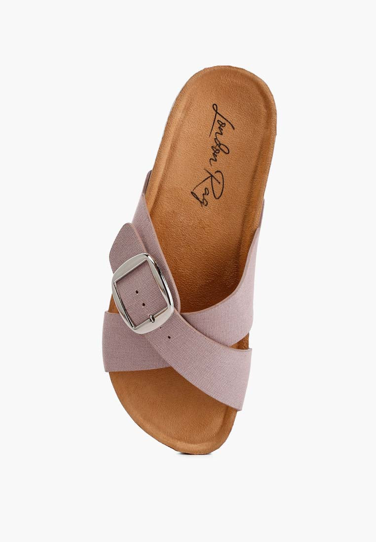 buckle slip-on sandals by ruw#color_taupe