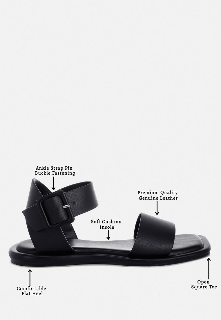 tayana chunky buckle strap flats#color_black-genuine-leather