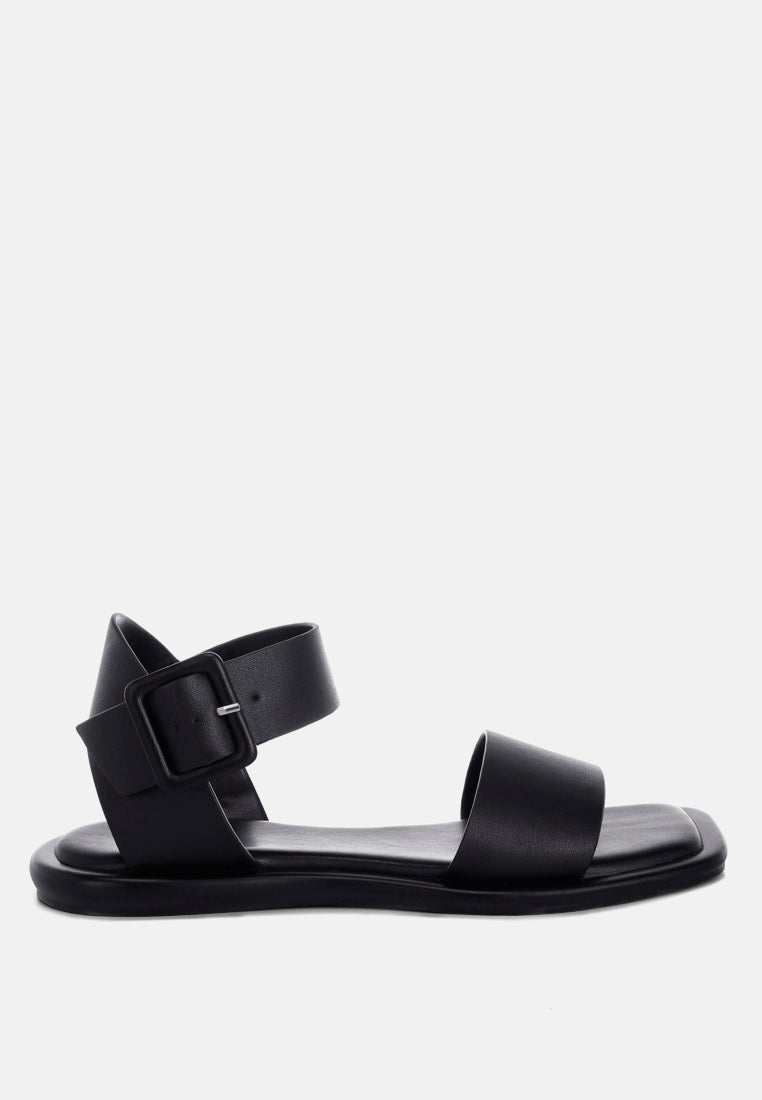 tayana chunky buckle strap flats#color_black-genuine-leather