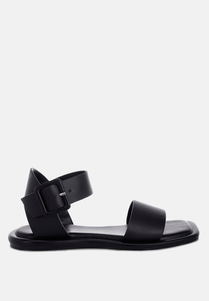 tayana chunky buckle strap flats#color_black-genuine-leather