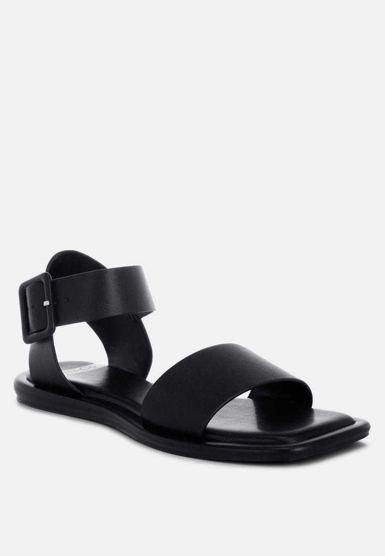 tayana chunky buckle strap flats#color_black-genuine-leather