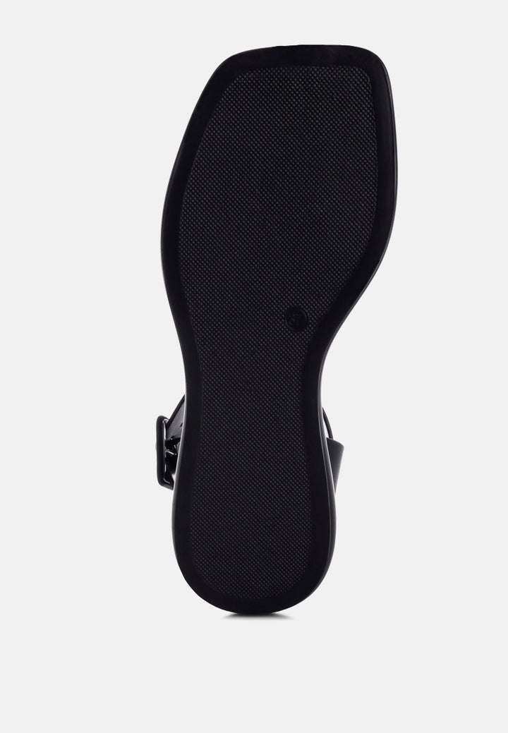 tayana chunky buckle strap flats#color_black-genuine-leather