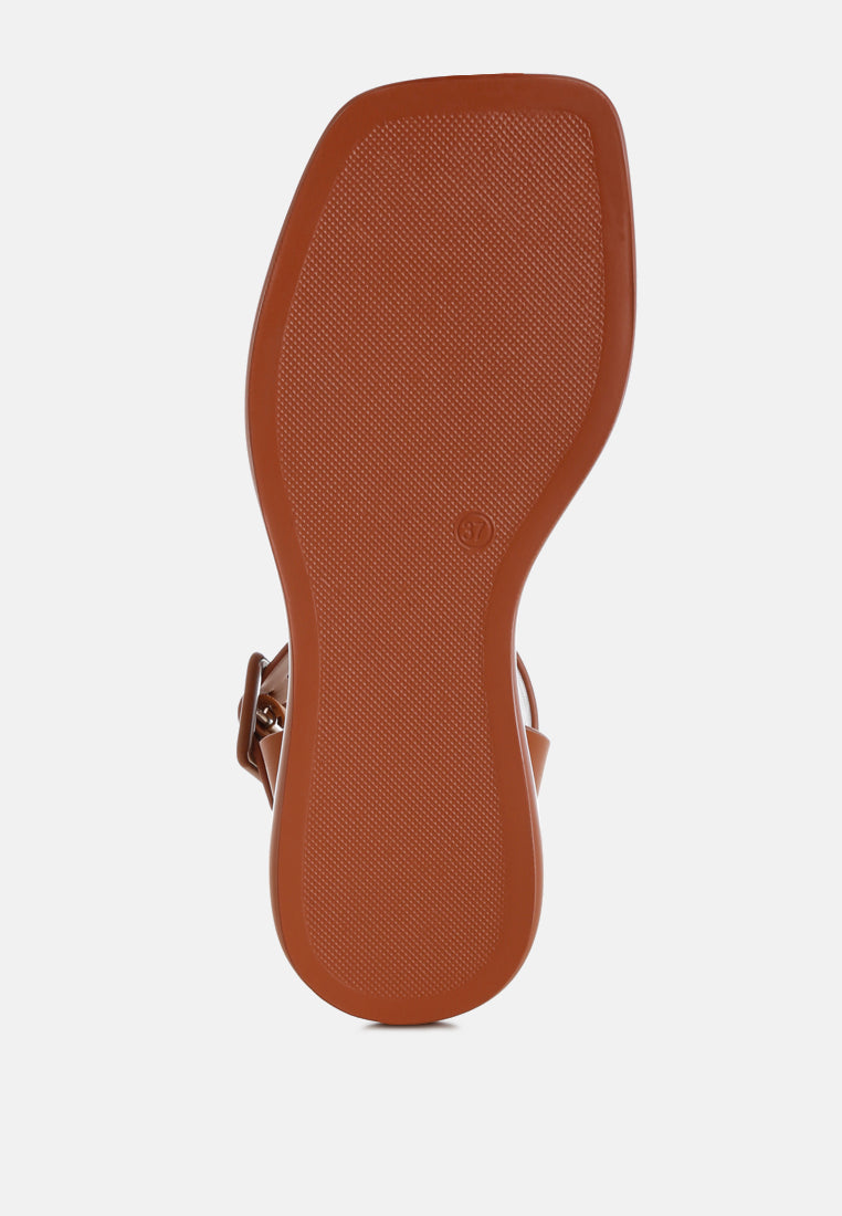 tayana chunky buckle strap flats#color_tan-genuine-leather