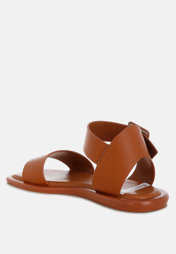 tayana chunky buckle strap flats#color_tan-genuine-leather