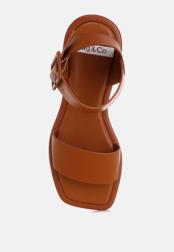 tayana chunky buckle strap flats#color_tan-genuine-leather