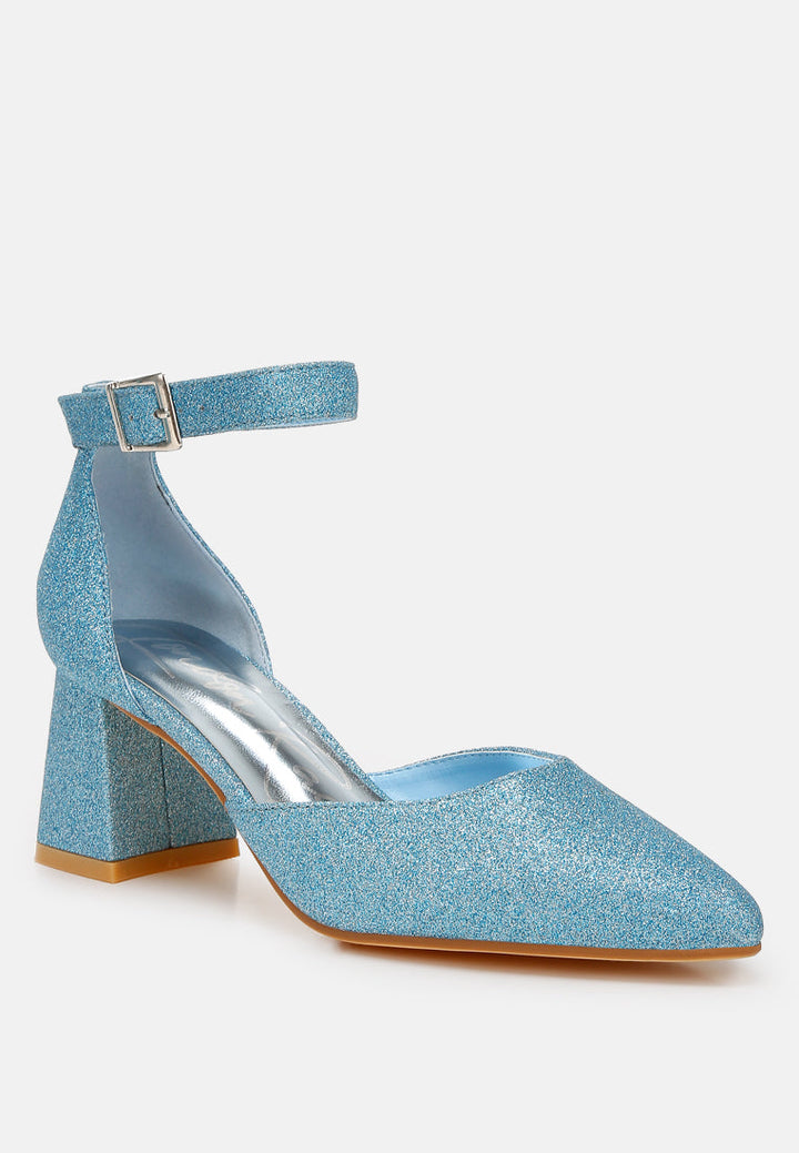 taznia glitter block heel sandals by rag#color_blue