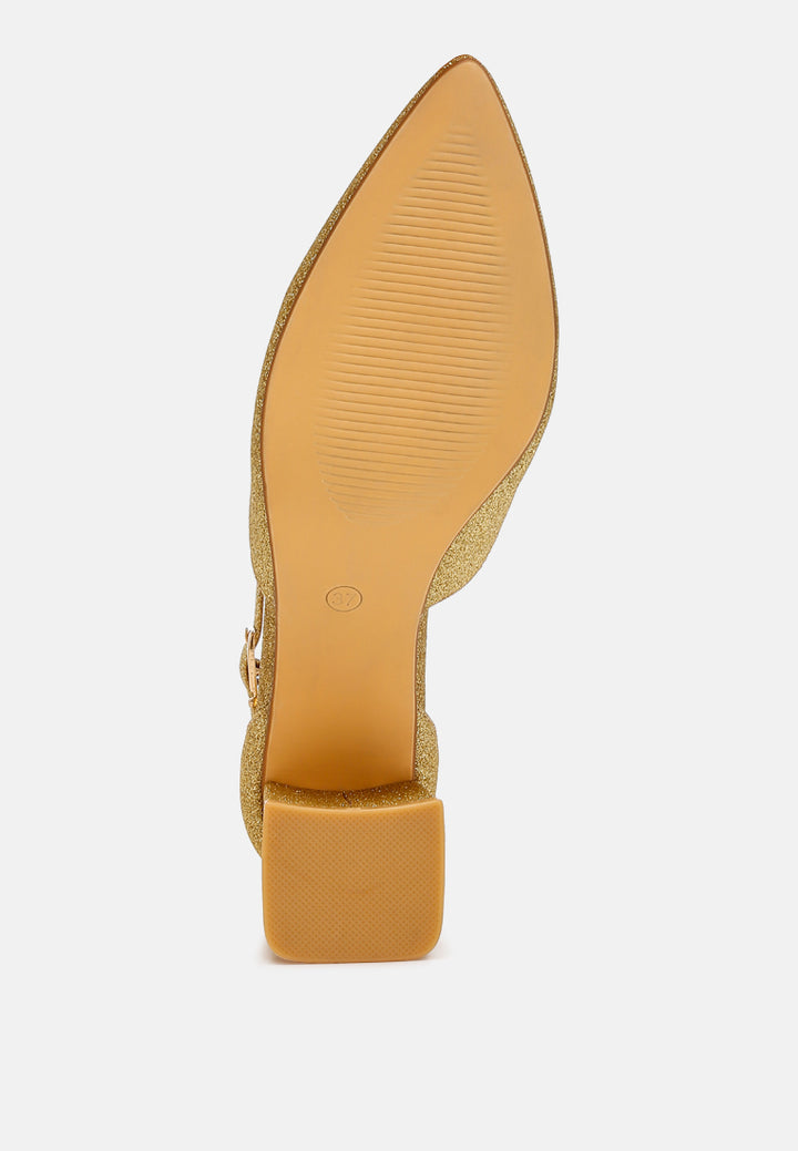 glitter block heel sandals by motes#color_gold