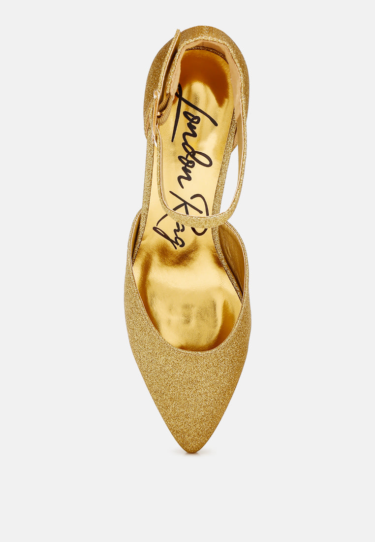glitter block heel sandals by motes#color_gold
