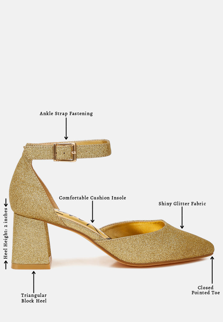 glitter block heel sandals by motes#color_gold