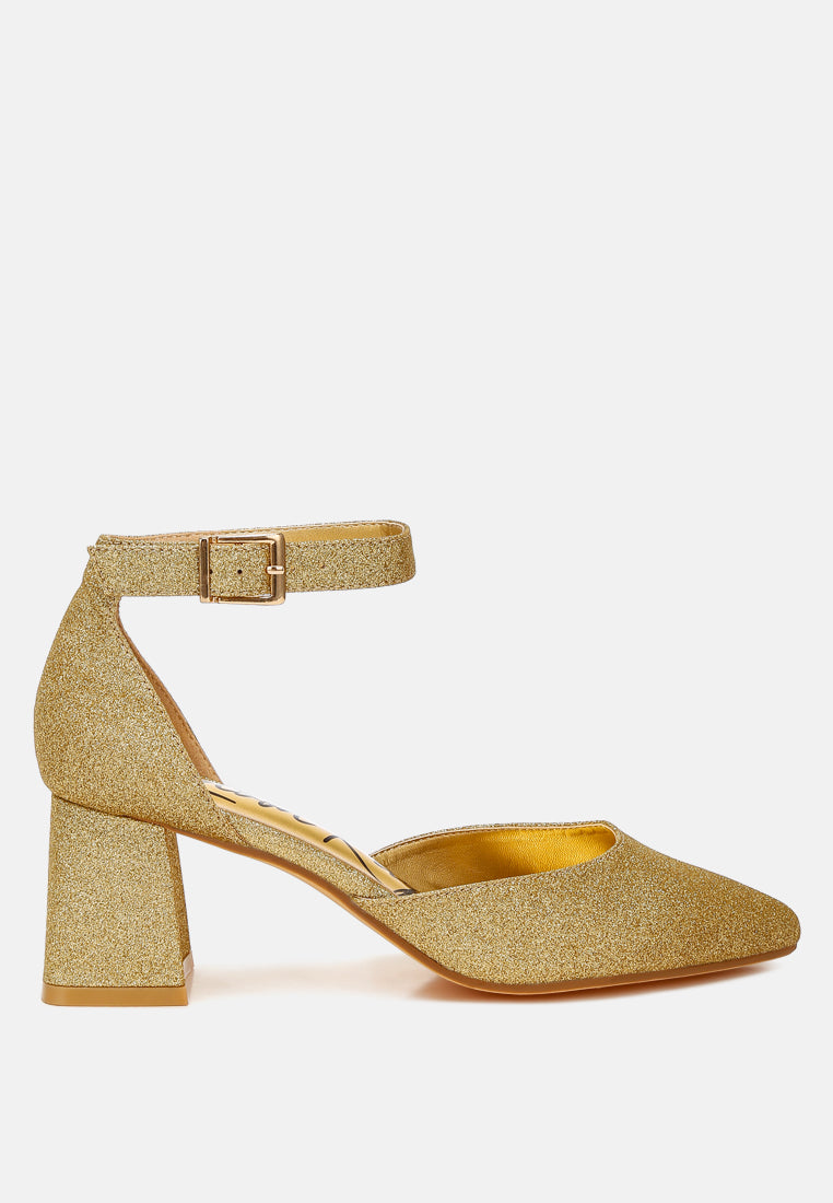 glitter block heel sandals by motes#color_gold