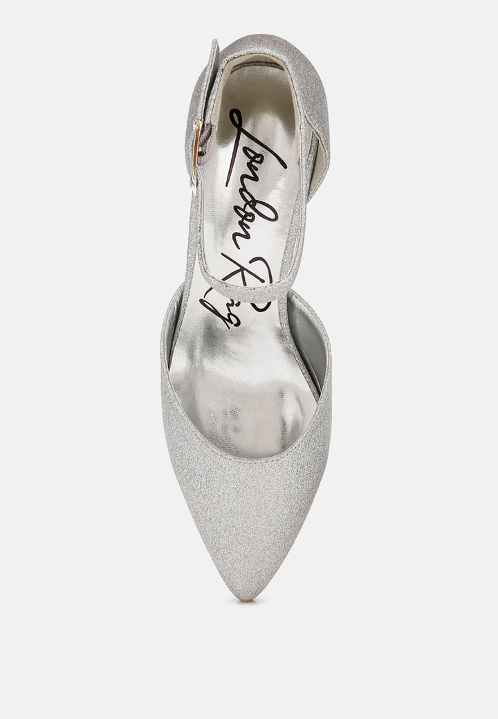 glitter block heel sandals by motes#color_silver