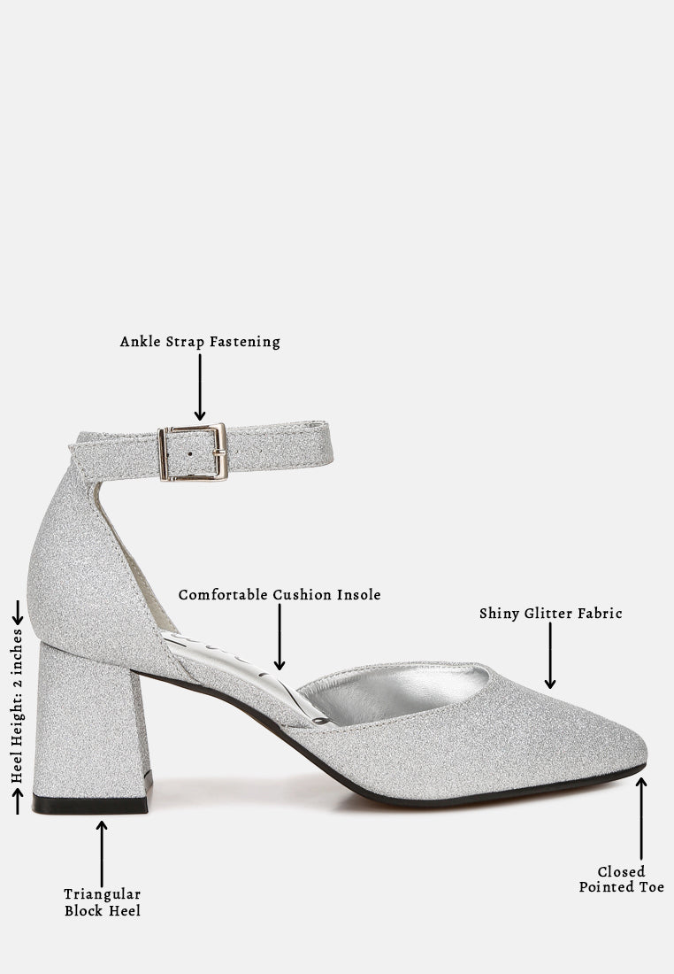 glitter block heel sandals by motes#color_silver