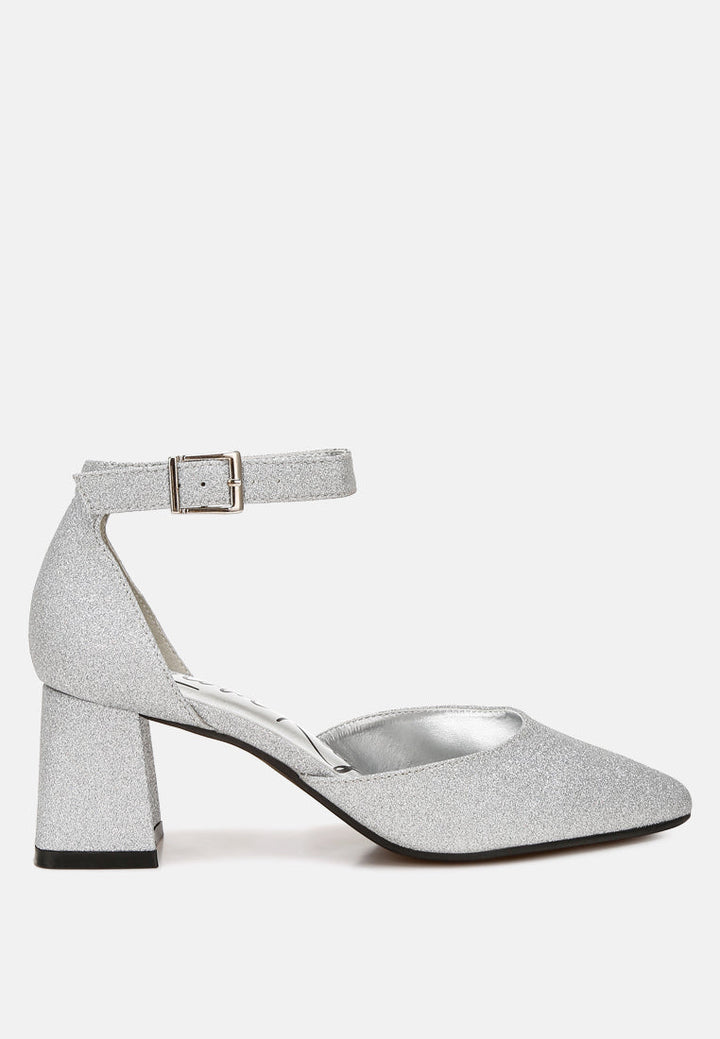 taznia glitter block heel sandals by rag#color_silver