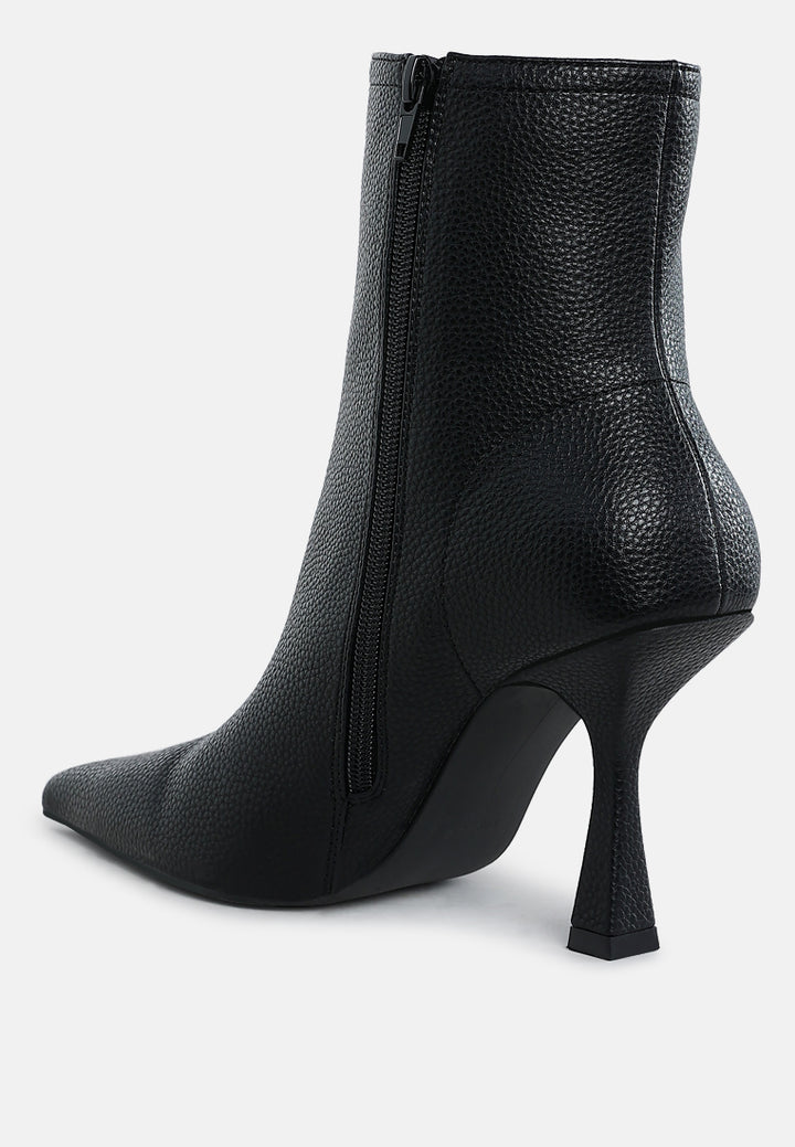 tentia metallic pleather spool heel boots#color_black