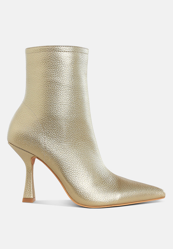 tentia metallic pleather spool heel boots#color_gold