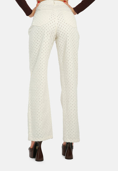 textured high waist pants#color_white