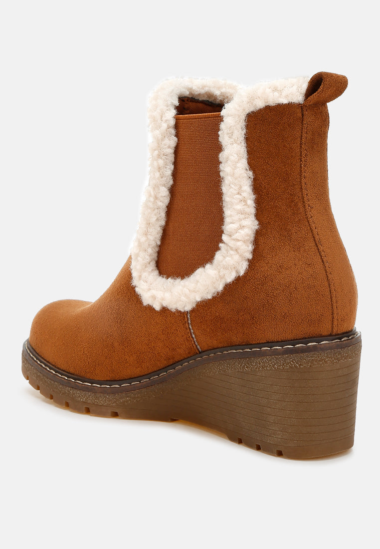 faux fur lined chelsea boots by mode#color_tan
