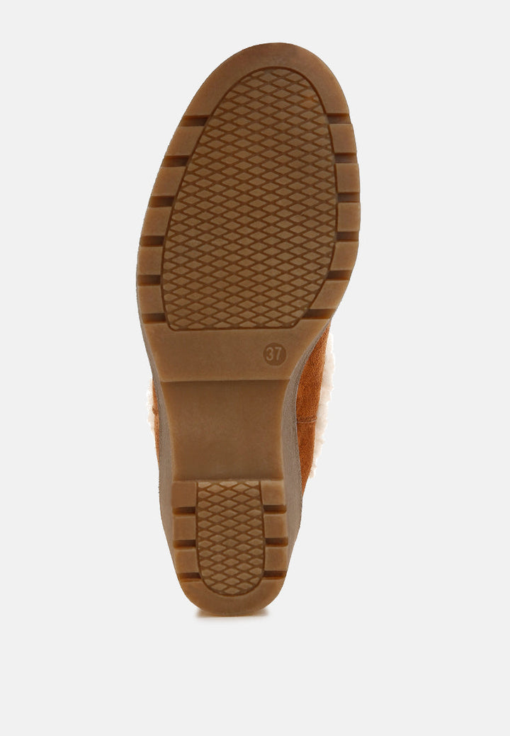 faux fur lined chelsea boots by mode#color_tan