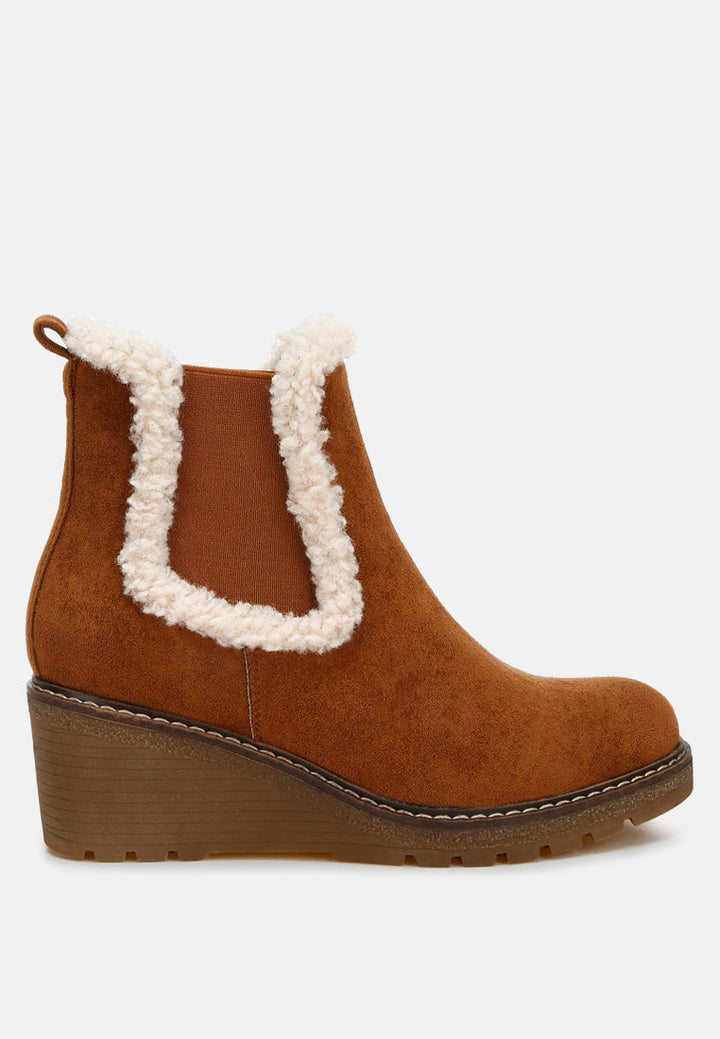 faux fur lined chelsea boots by ruw#color_tan