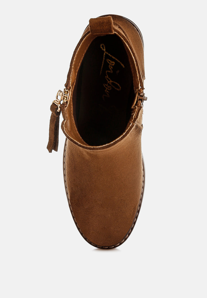microfiber zipper boots by ft#color_brown