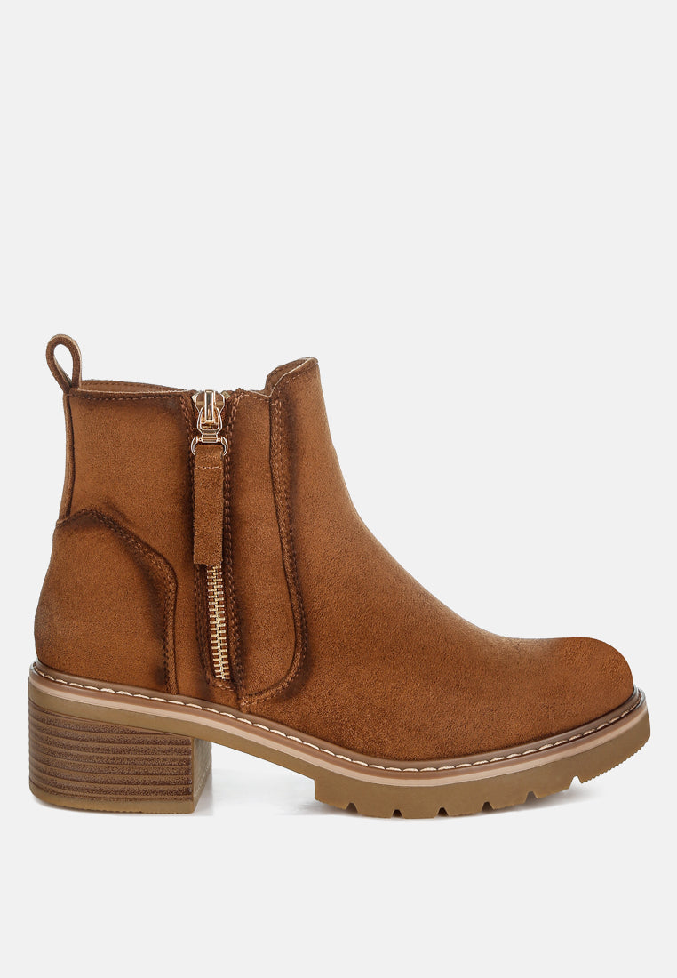 microfiber zipper boots by mode#color_brown