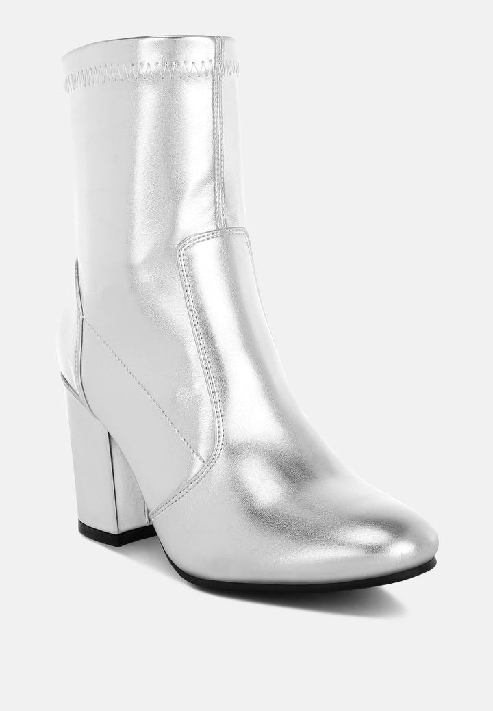 Botas tipo calcetín de piel sintética tirana#color_silver
