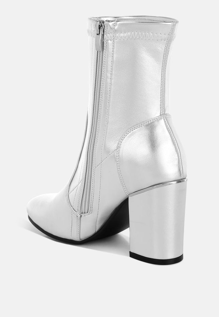 Botas tipo calcetín de piel sintética tirana#color_silver