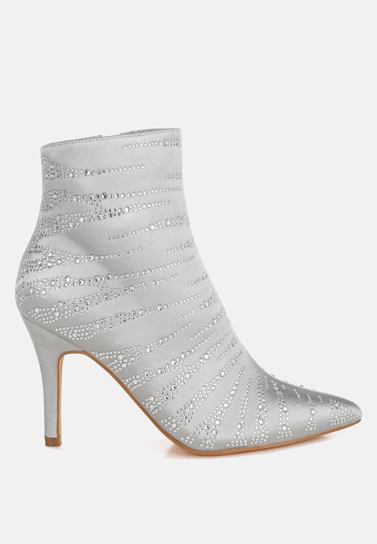 Shop Online Sale Satin Rhinestone Ankle Party Boots
