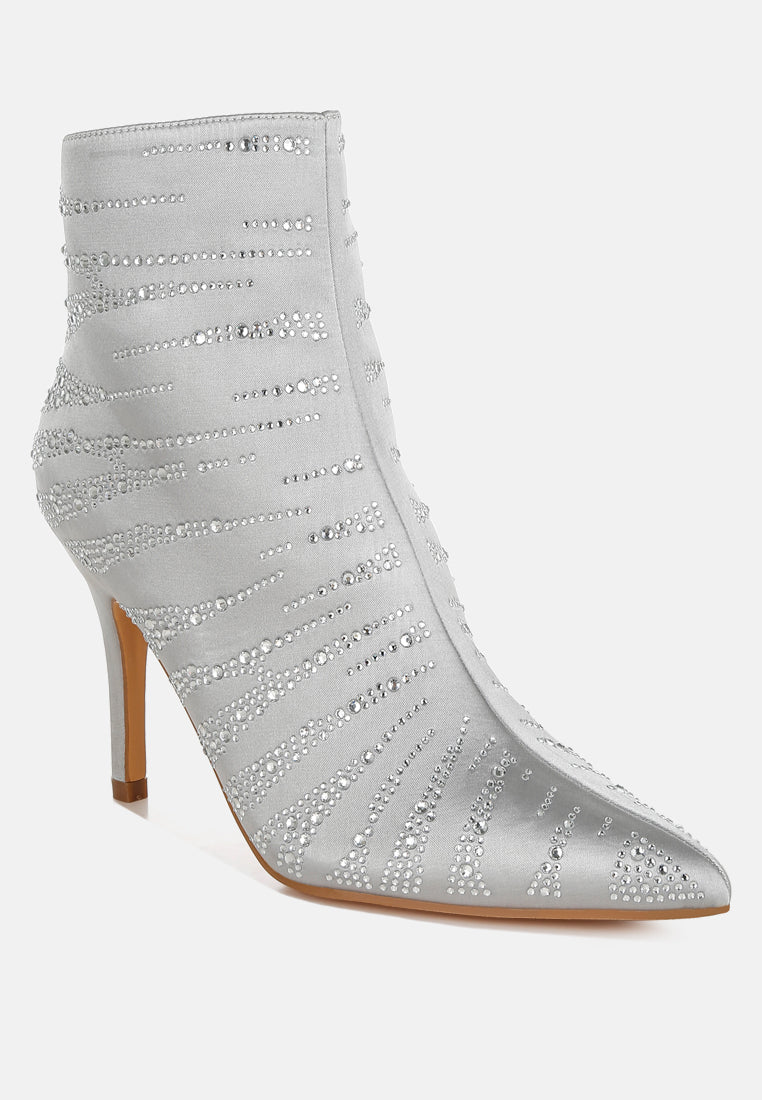 toget satin rhinestone ankle party boots#color_silver