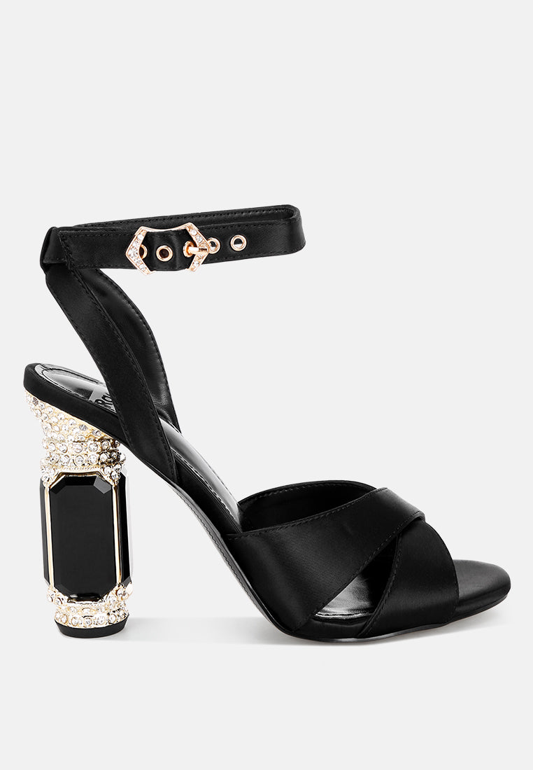 tribeca crystal & diamante pin buckle fantasy heels#color_black