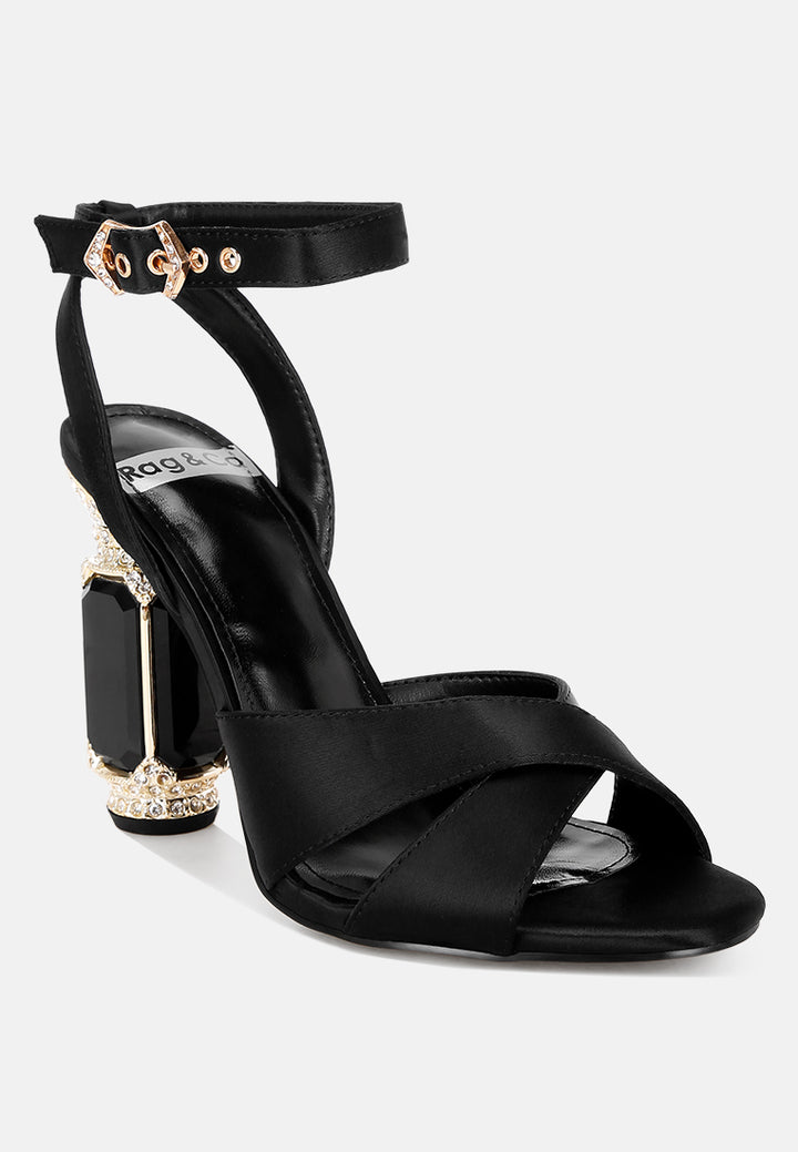 tribeca crystal & diamante pin buckle fantasy heels#color_black