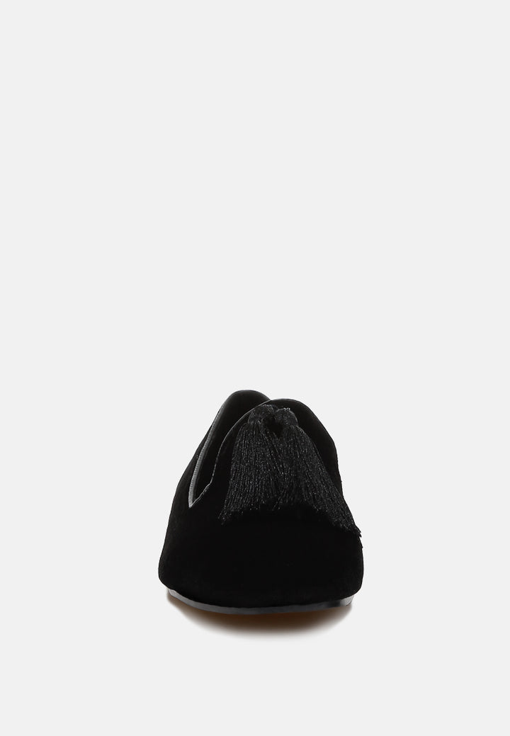 iconic tassel detail velvet loafers by ruw#color_black