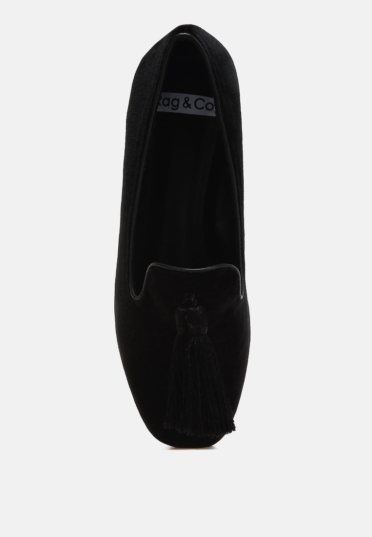 iconic tassel detail velvet loafers by ruw#color_black