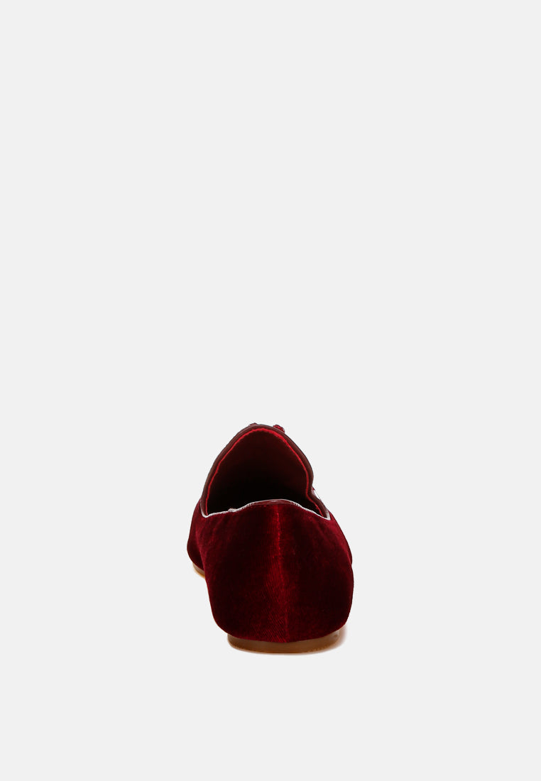 iconic tassel detail velvet loafers by ruw#color_burgundy
