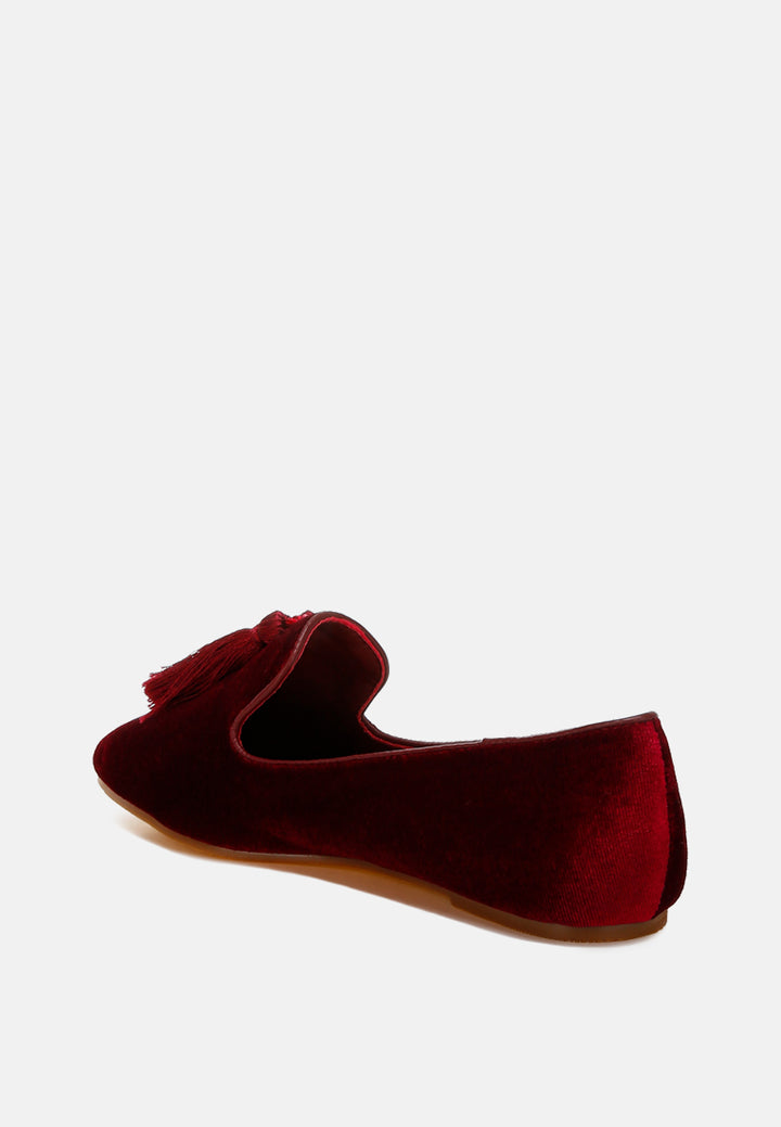 iconic tassel detail velvet loafers by ruw#color_burgundy