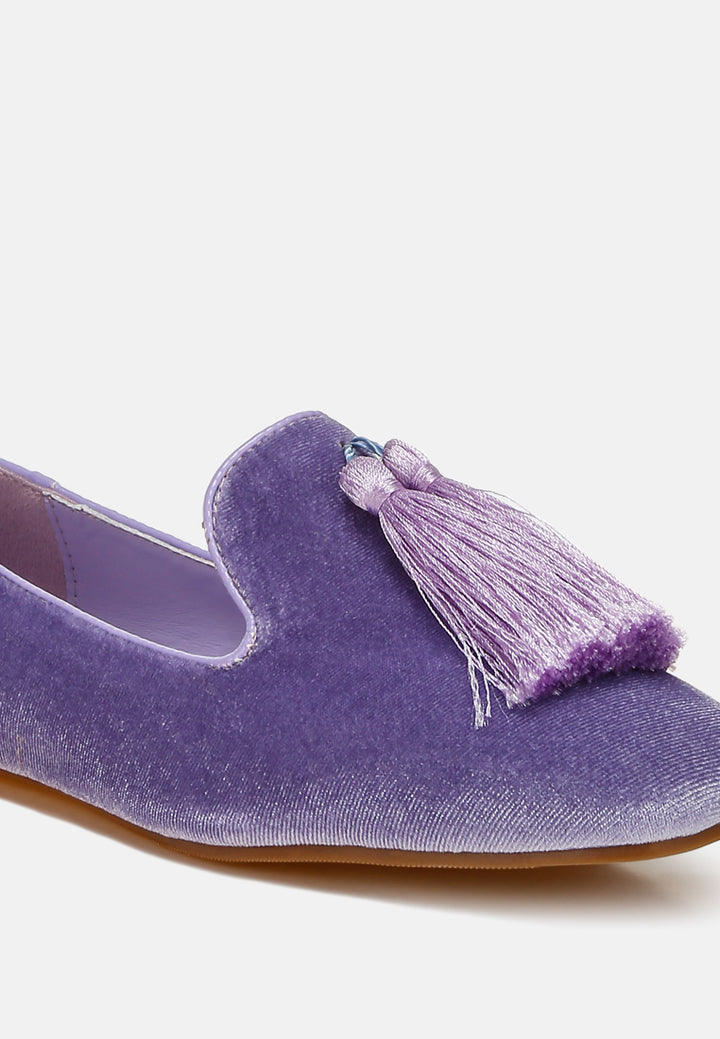iconic tassel detail velvet loafers by ruw#color_lilac