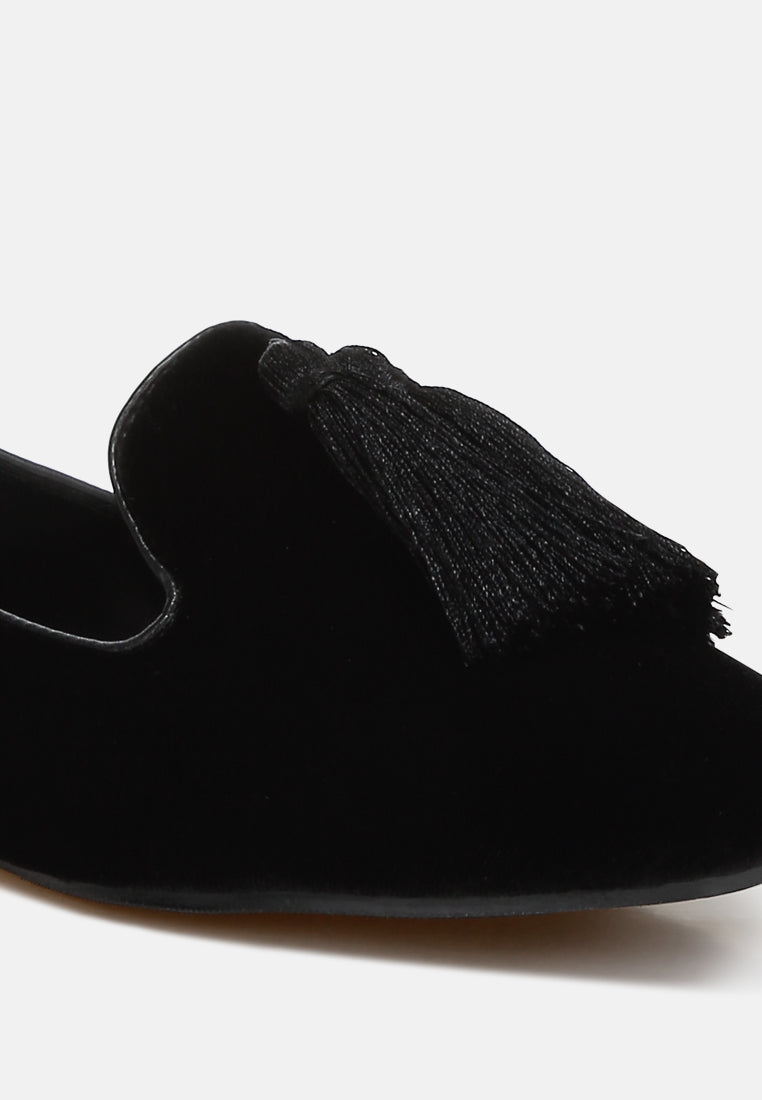 iconic tassel detail velvet loafers by mode#color_black