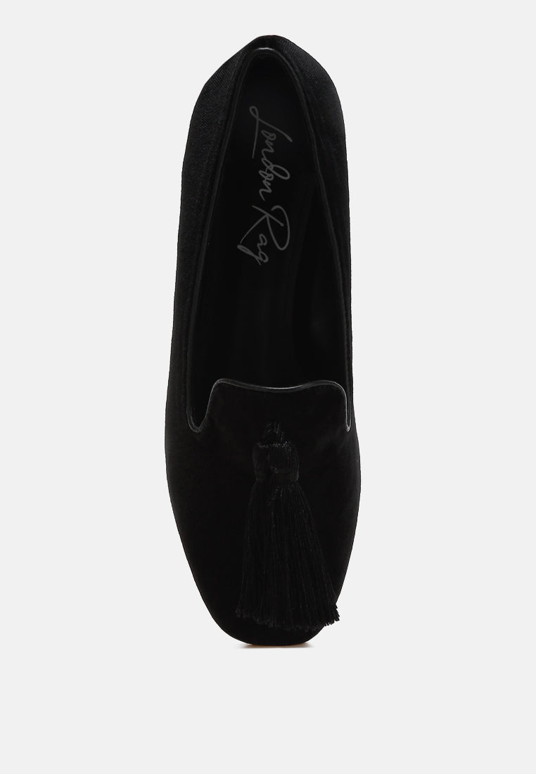 iconic tassel detail velvet loafers by mode#color_black