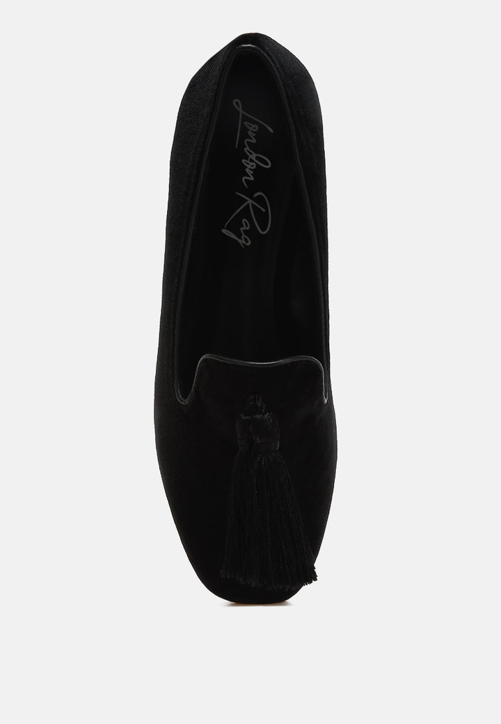 iconic tassel detail velvet loafers by mode#color_black