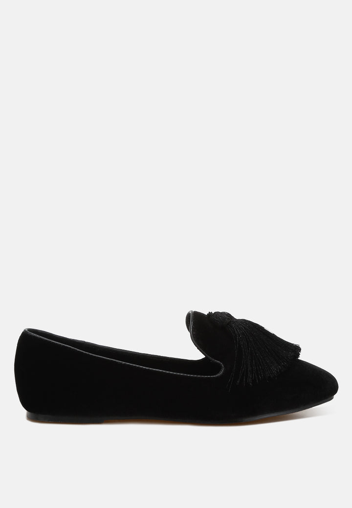 iconic tassel detail velvet loafers by mode#color_black