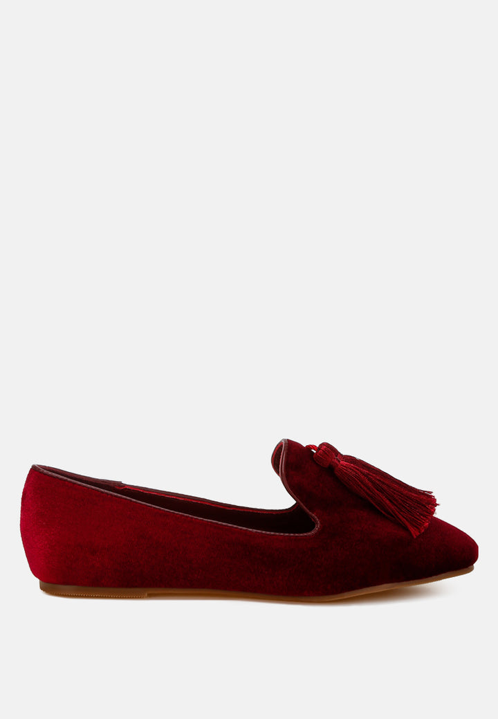 iconic tassel detail velvet loafers by mode#color_burgundy