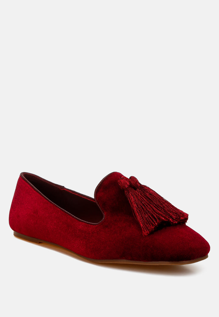 iconic tassel detail velvet loafers by mode#color_burgundy