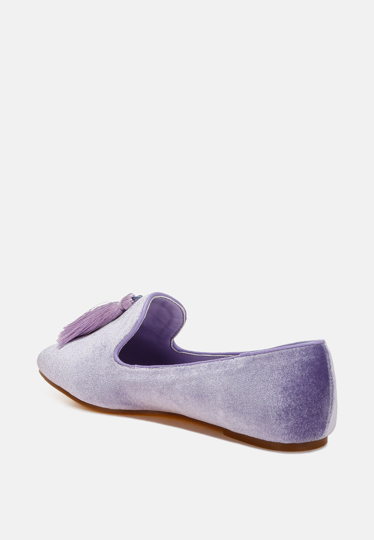 iconic tassel detail velvet loafers by mode#color_lilac
