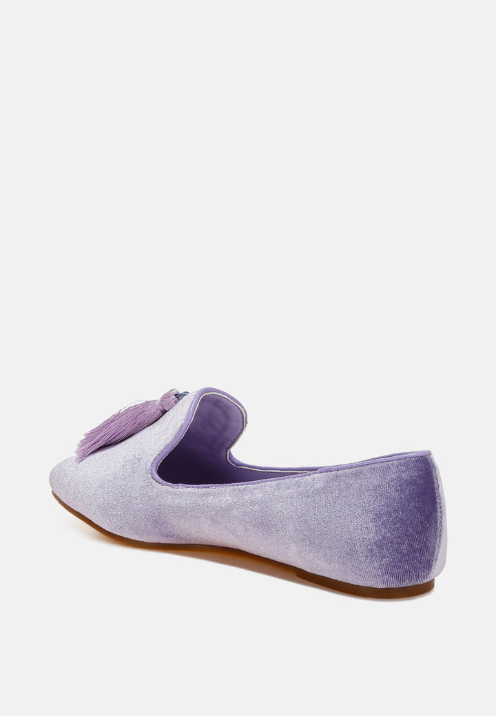 iconic tassel detail velvet loafers by mode#color_lilac