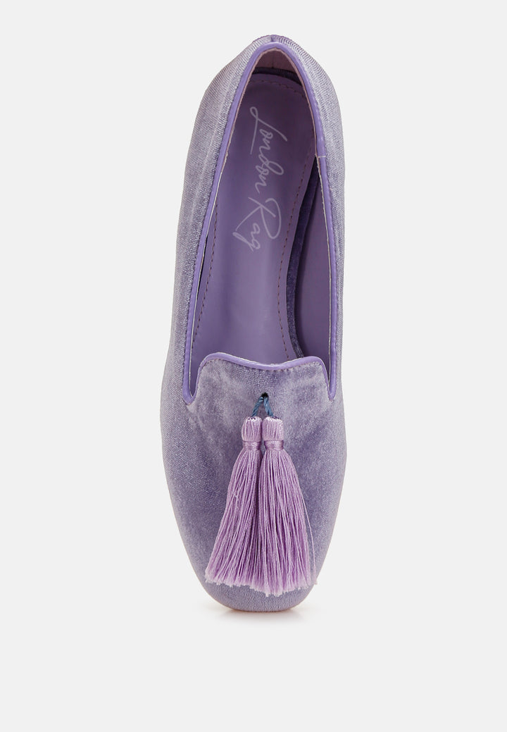 iconic tassel detail velvet loafers by mode#color_lilac